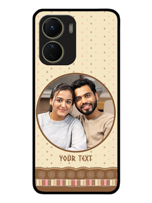 Custom Vivo Y16 Custom Glass Mobile Case - Brown Dotted Mobile Case Design
