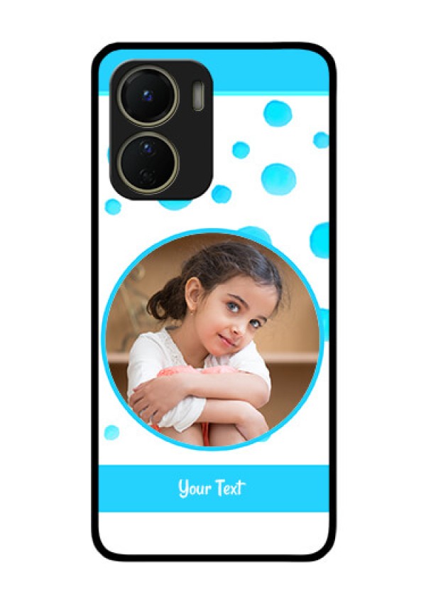 Vivo Y16 Photo Printing on Glass Case - Blue Bubbles Pattern Design