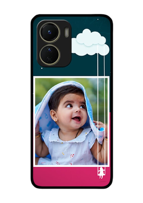 Vivo Y16 Custom Glass Phone Case - Cute Girl with Cloud Design