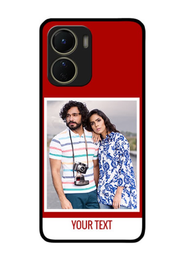 Vivo Y16 Personalized Glass Phone Case - Simple Red Color Design