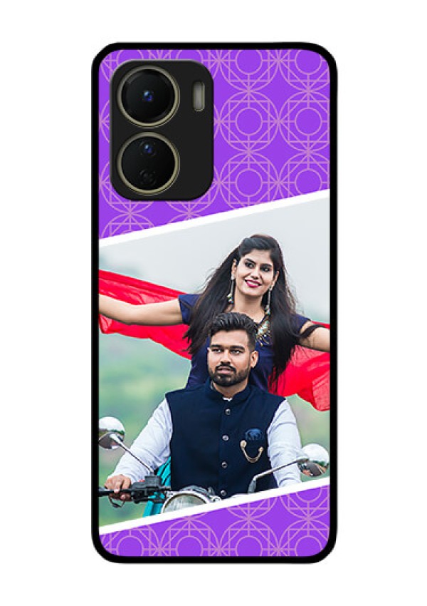 Vivo Y16 Custom Glass Phone Case - Violet Pattern Design