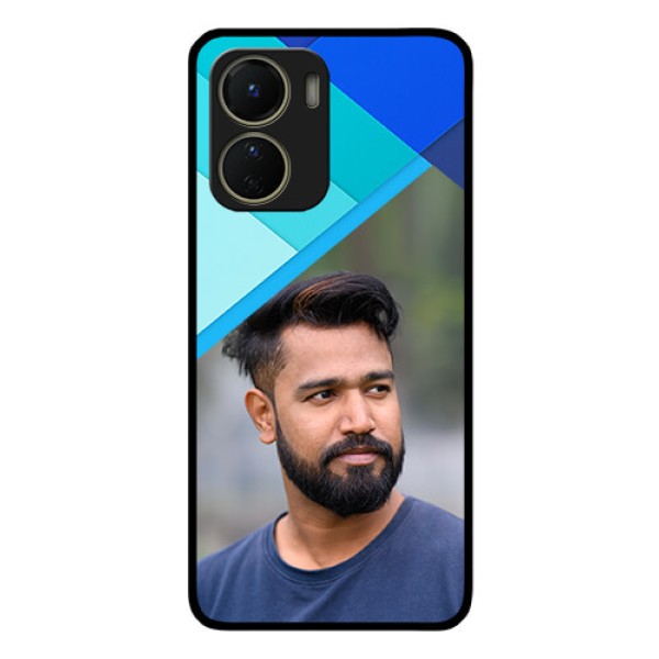 Vivo Y16 Custom Glass Phone Case - Blue Pattern Design