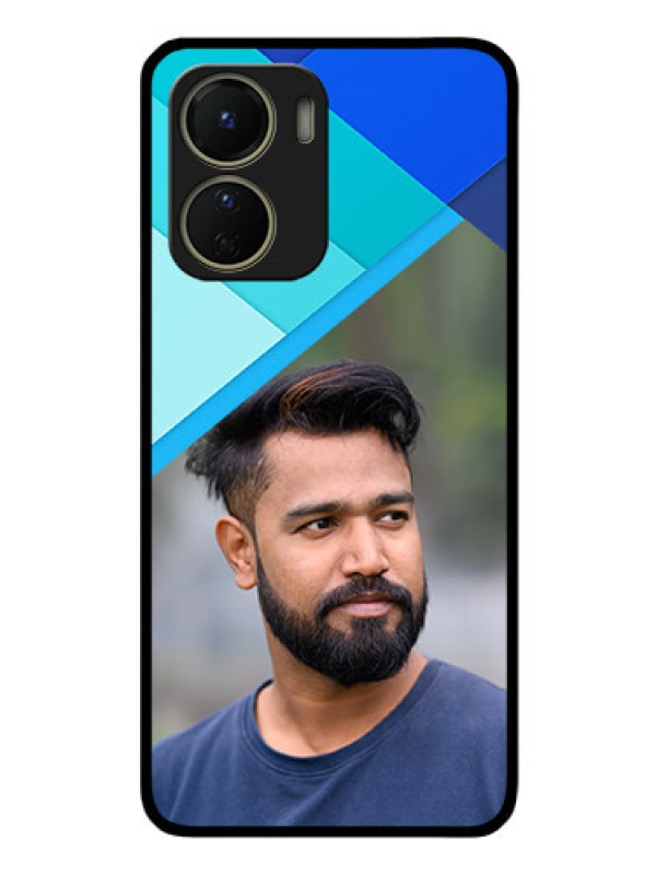 Custom Vivo Y16 Custom Glass Phone Case - Blue Pattern Design