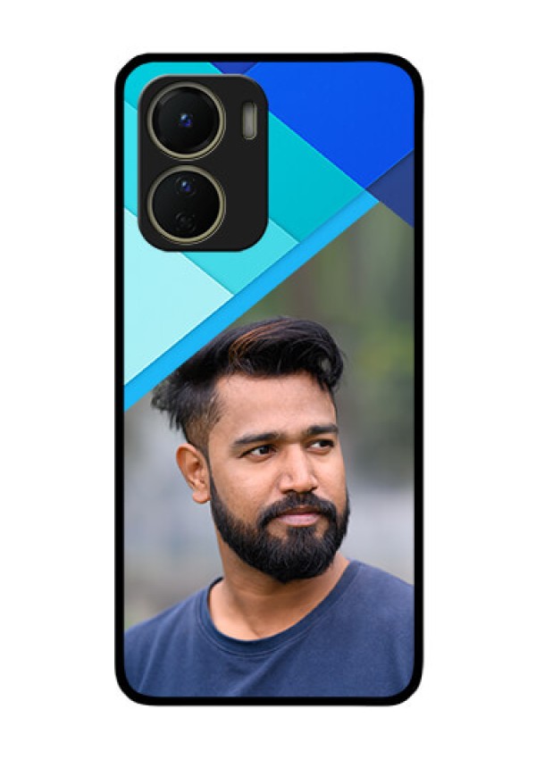 Vivo Y16 Custom Glass Phone Case - Blue Pattern Design