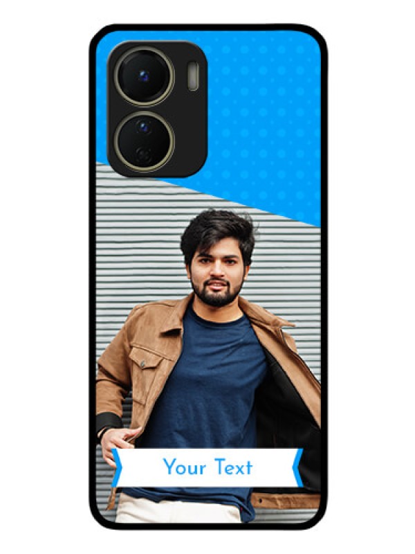 Custom Vivo Y16 Photo Printing on Glass Case - Simple Blue Color Design