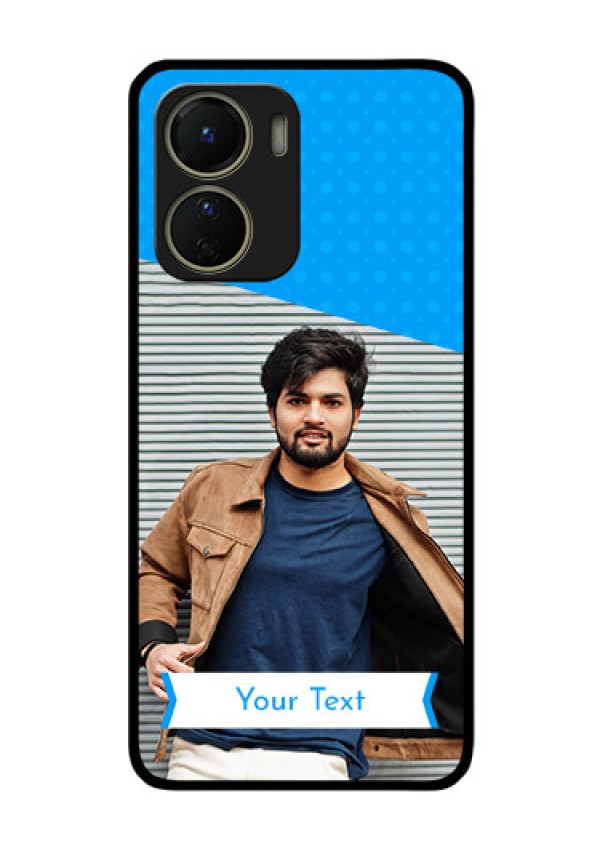 Vivo Y16 Photo Printing on Glass Case - Simple Blue Color Design