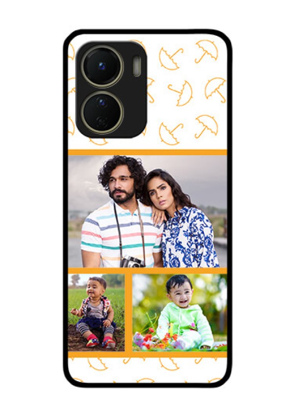 Vivo Y16 Custom Glass Mobile Case - Yellow Pattern Design