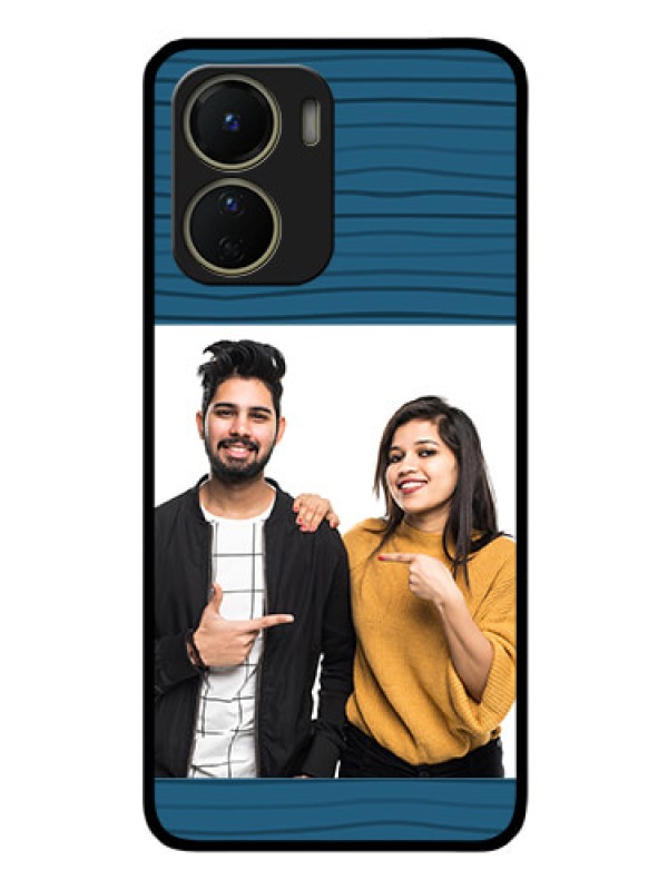 Custom Vivo Y16 Custom Glass Phone Case - Blue Pattern Cover Design