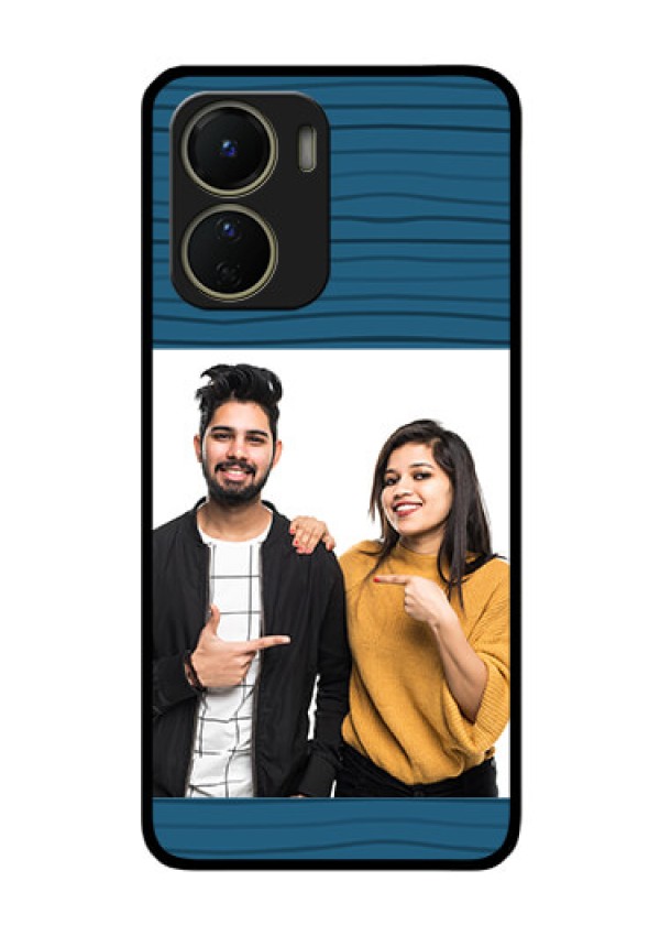 Vivo Y16 Custom Glass Phone Case - Blue Pattern Cover Design