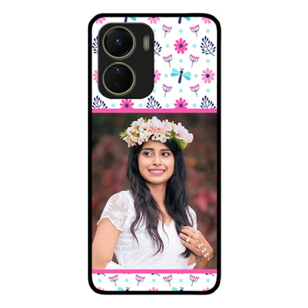 Vivo Y16 Photo Printing on Glass Case - Colorful Flower Design