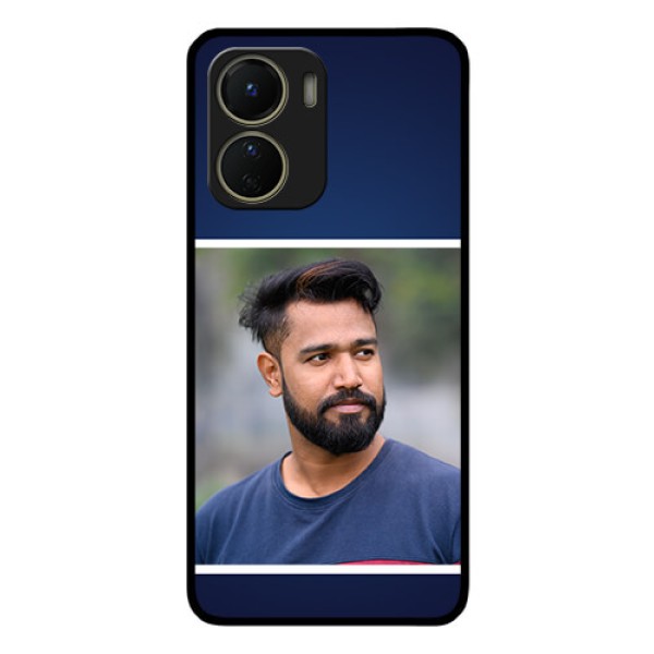 Vivo Y16 Personalized Glass Phone Case - Simple Royal Blue Design