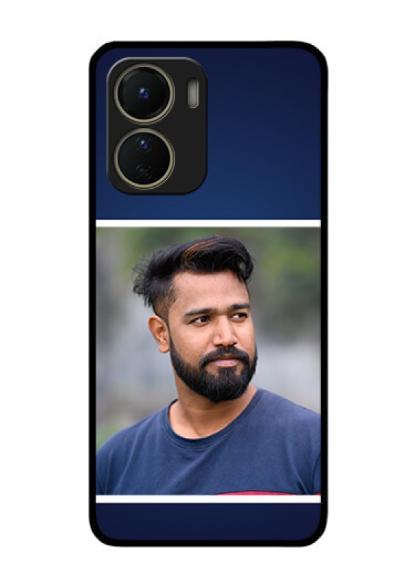 Vivo Y16 Personalized Glass Phone Case - Simple Royal Blue Design