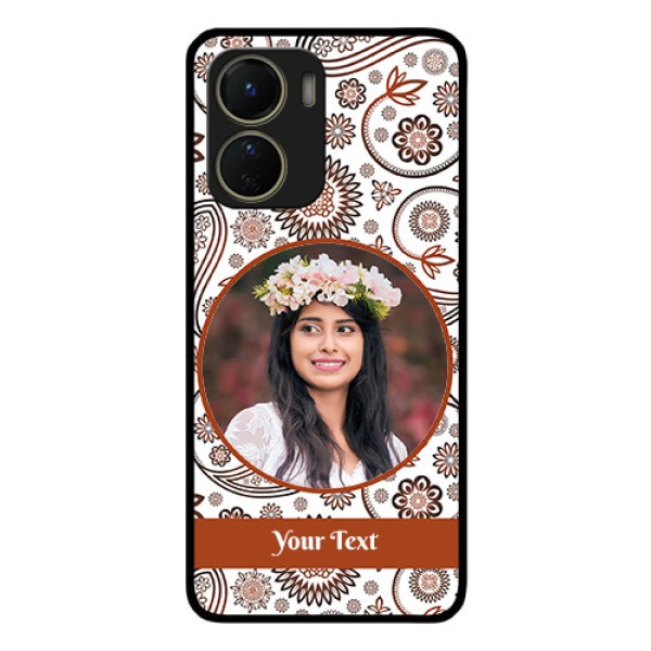 Vivo Y16 Custom Glass Mobile Case - Abstract Flower Design