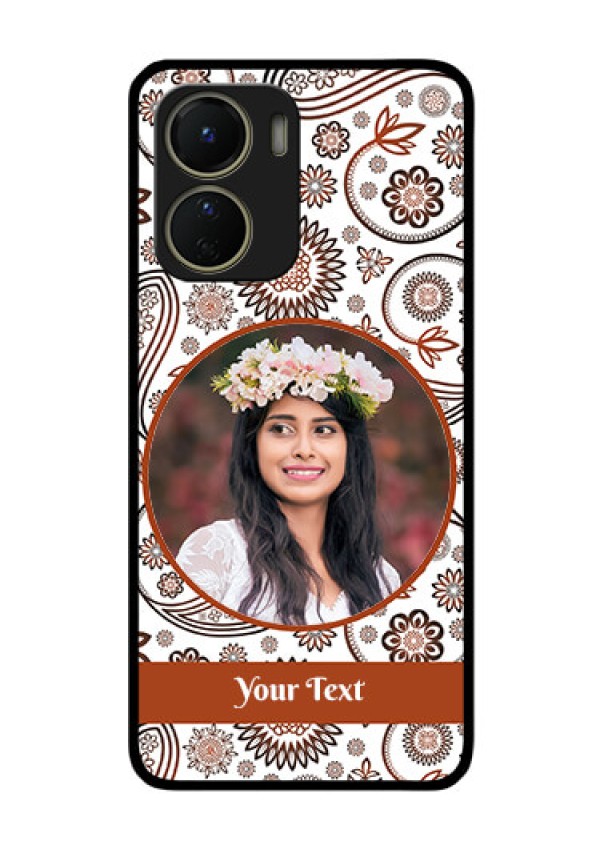 Vivo Y16 Custom Glass Mobile Case - Abstract Flower Design