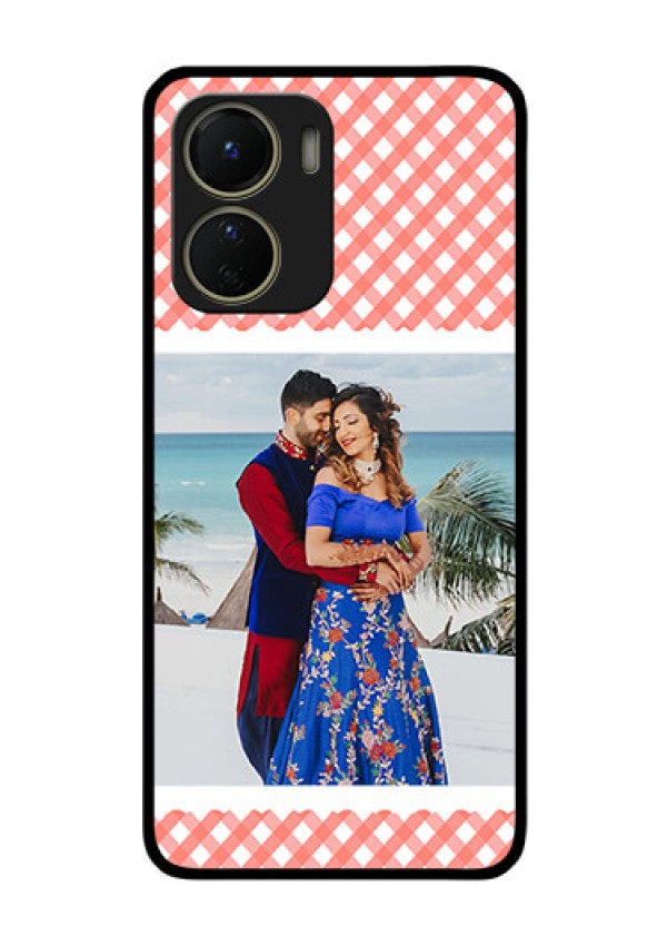 Vivo Y16 Personalized Glass Phone Case - Pink Pattern Design