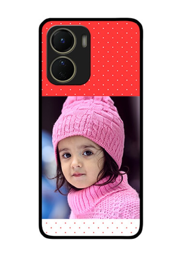 Vivo Y16 Photo Printing on Glass Case - Red Pattern Design