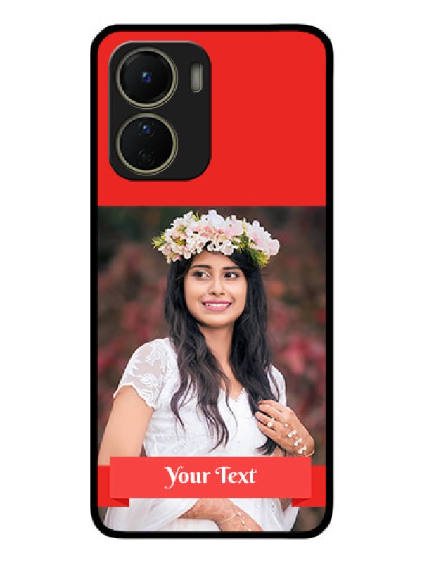 Custom Vivo Y16 Custom Glass Phone Case - Simple Red Color Design