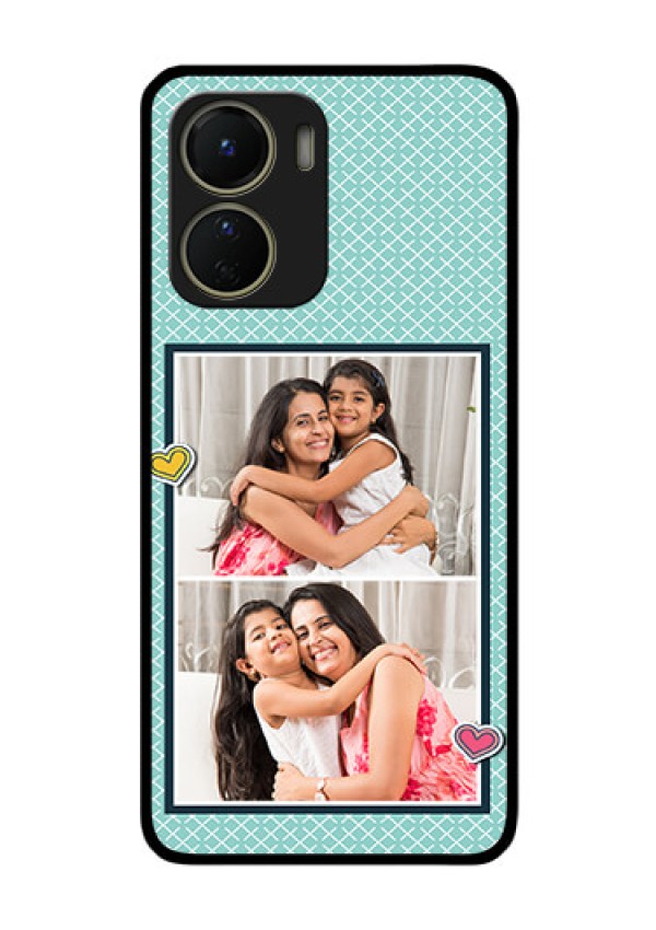 Vivo Y16 Custom Glass Phone Case - 2 Image Holder with Pattern Design