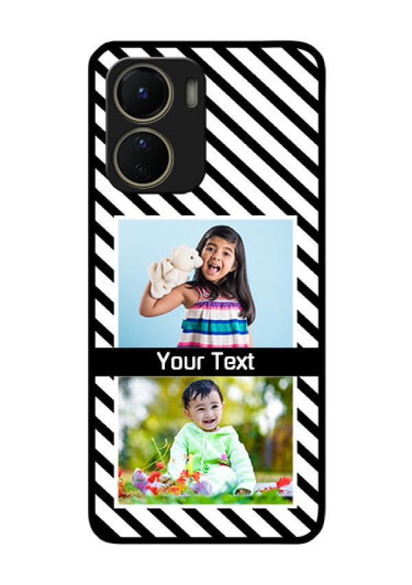 Vivo Y16 Photo Printing on Glass Case - Black And White Stripes Design