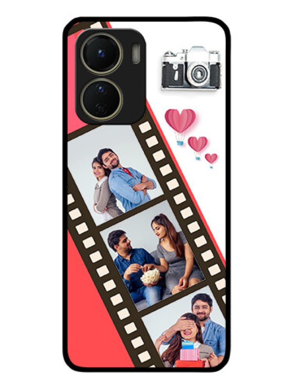 Custom Vivo Y16 Personalized Glass Phone Case - 3 Image Holder with Film Reel