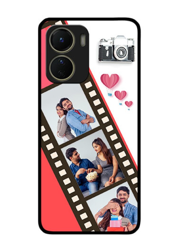 Vivo Y16 Personalized Glass Phone Case - 3 Image Holder with Film Reel