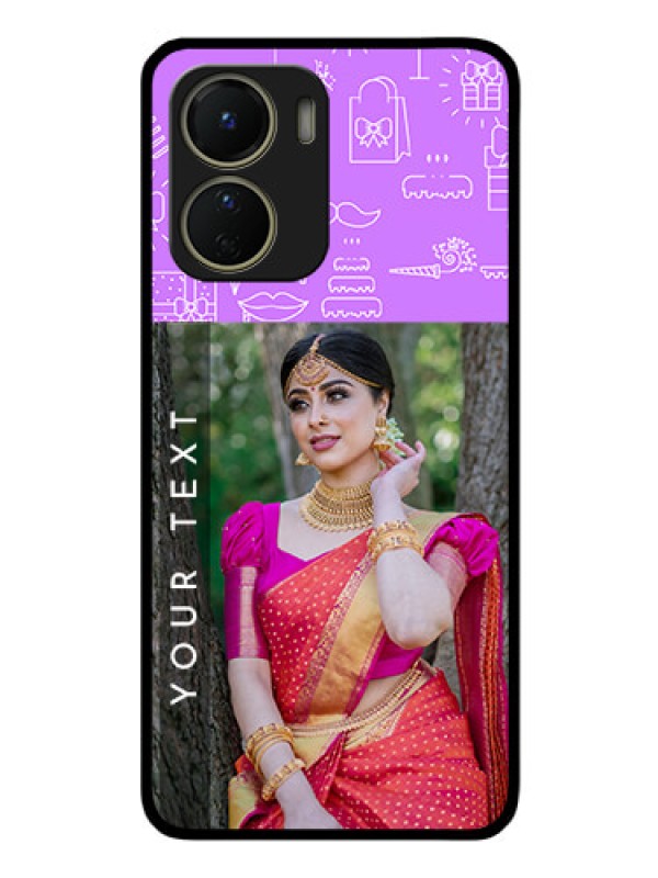 Custom Vivo Y16 Custom Glass Mobile Case - Birthday Icons Design
