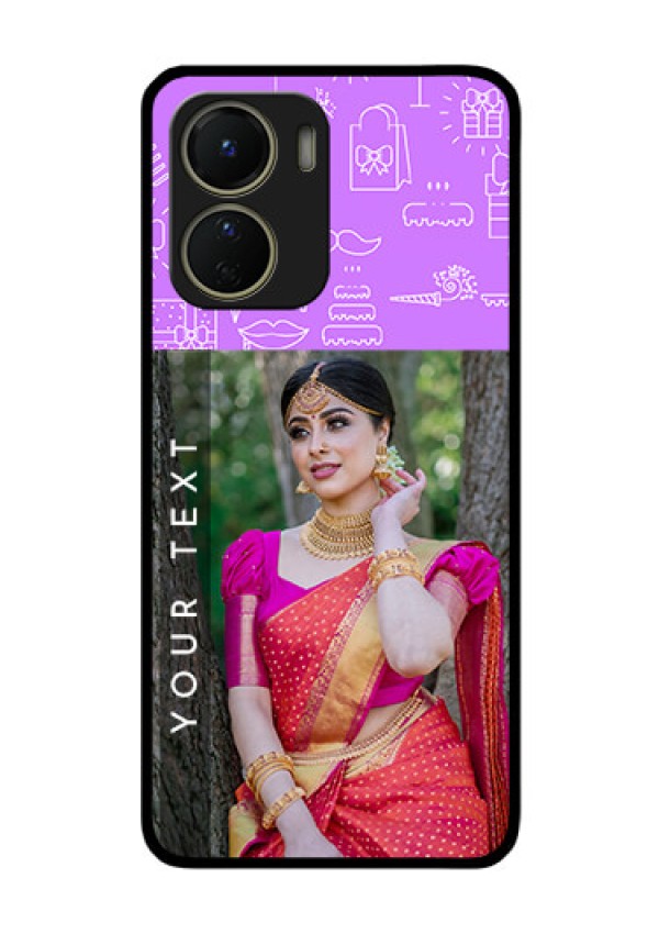Vivo Y16 Custom Glass Mobile Case - Birthday Icons Design