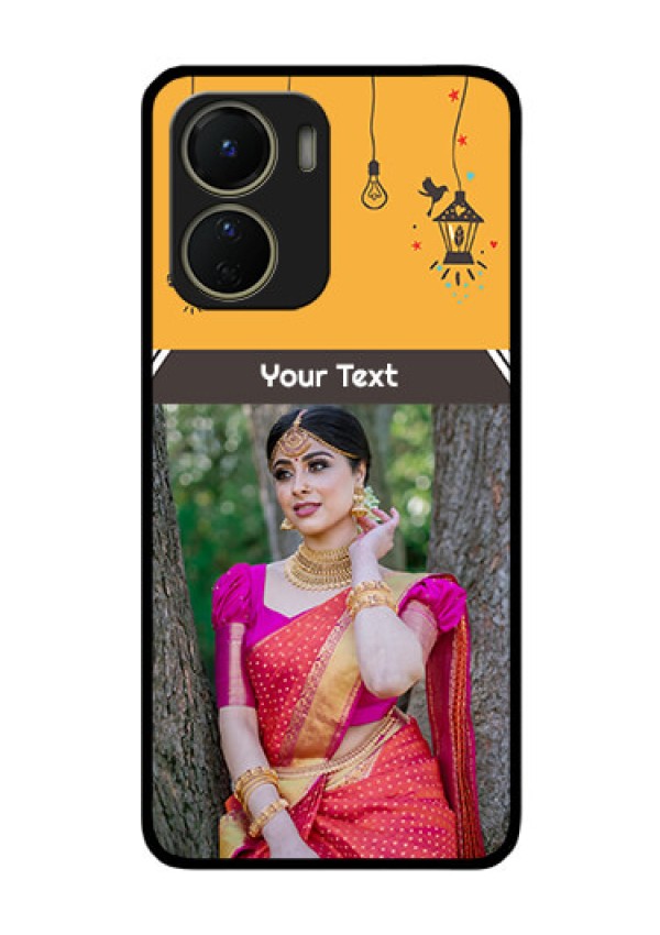 Vivo Y16 Custom Glass Mobile Case - with Family Picture and Icons
