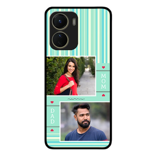 Vivo Y16 Custom Glass Phone Case - Mom & Dad Pic Design