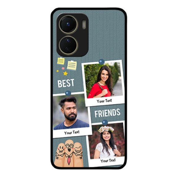 Vivo Y16 Personalized Glass Phone Case - Sticky Frames and Friendship Design Vivo Y16 Personalized Glass Phone Case - Sticky Frames and Friendship Design