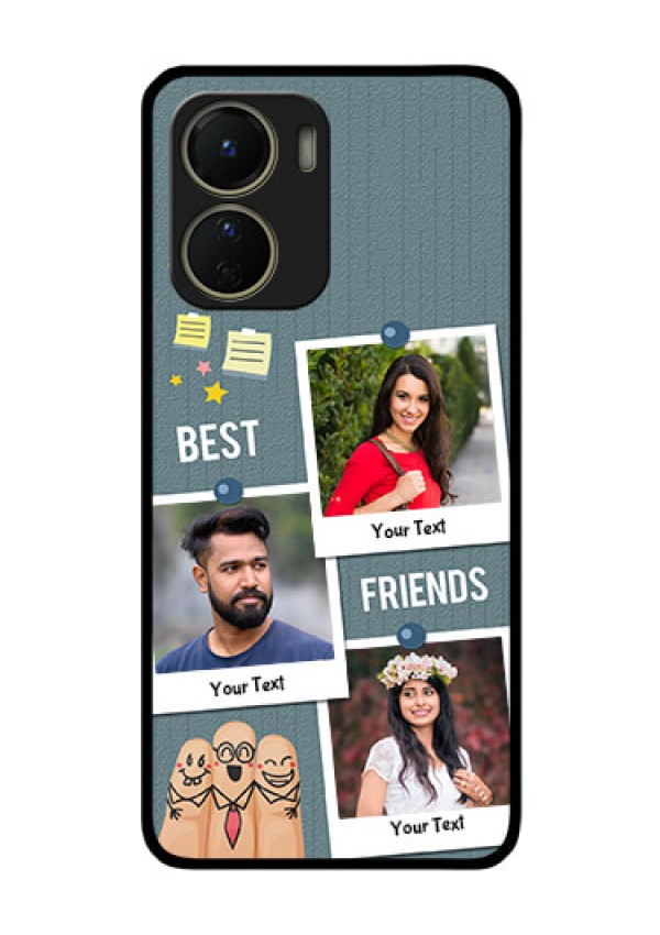 Vivo Y16 Personalized Glass Phone Case - Sticky Frames and Friendship Design