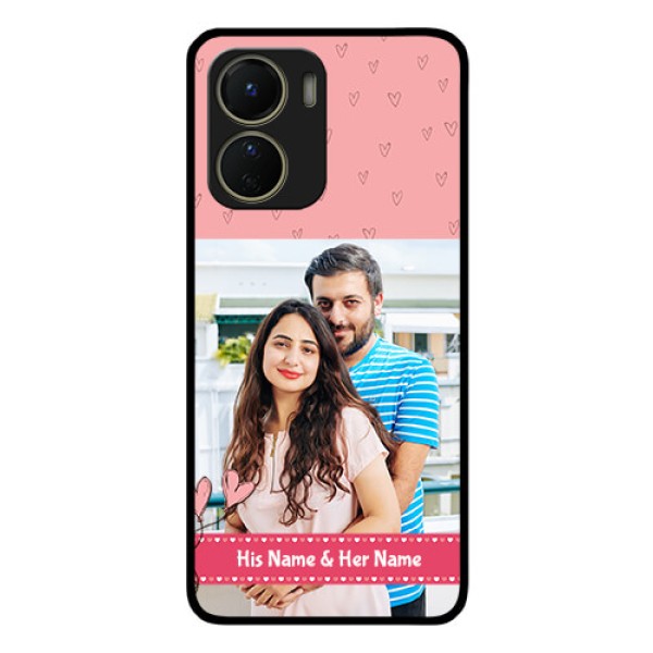 Vivo Y16 Personalized Glass Phone Case - Love Design Peach Color