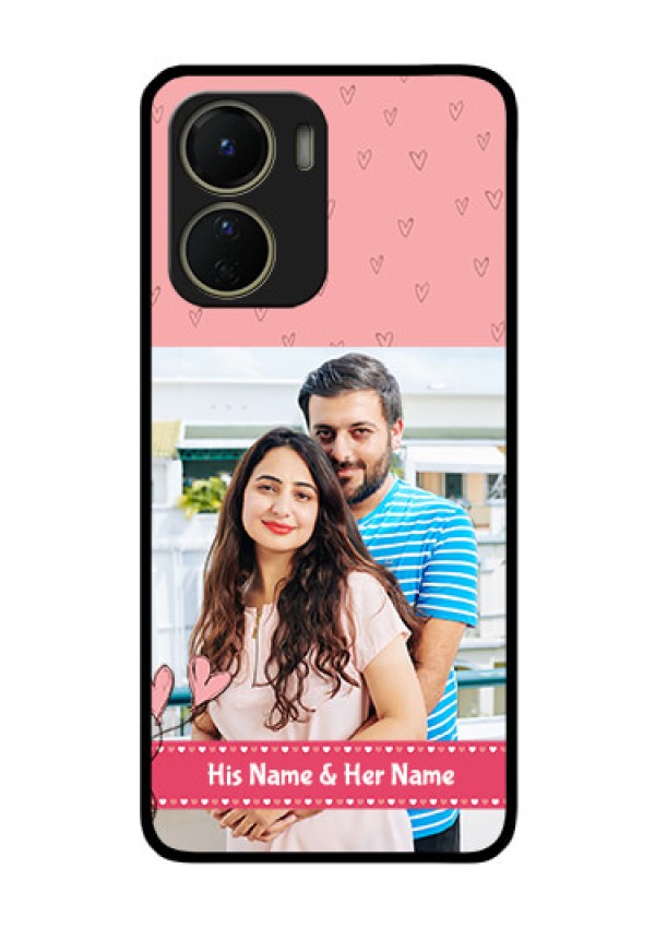 Vivo Y16 Personalized Glass Phone Case - Love Design Peach Color