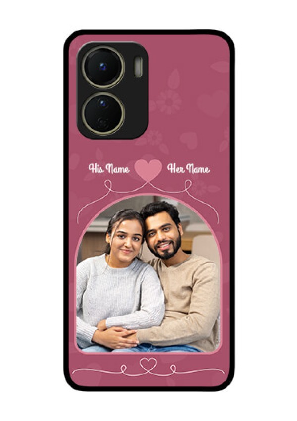 Vivo Y16 Photo Printing on Glass Case - Love Floral Design
