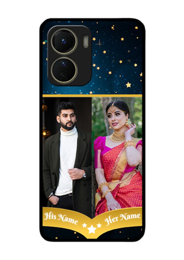 Vivo Y16 Custom Glass Phone Case - Galaxy Stars Backdrop Design
