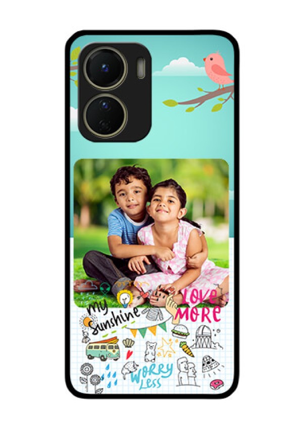 Vivo Y16 Photo Printing on Glass Case - Doodle love Design
