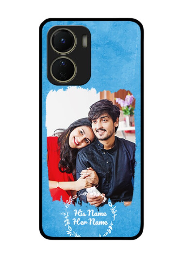 Vivo Y16 Custom Glass Phone Case - Blue Color Vintage Design