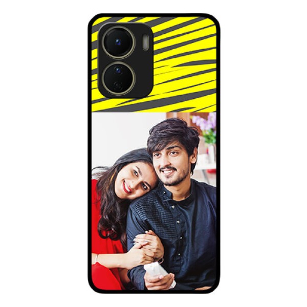 Vivo Y16 Photo Printing on Glass Case - Yellow Abstract Design