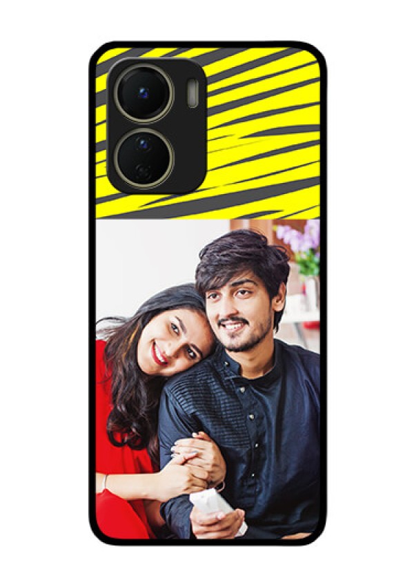 Vivo Y16 Photo Printing on Glass Case - Yellow Abstract Design