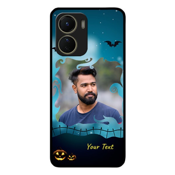 Vivo Y16 Custom Glass Phone Case - Halloween frame design