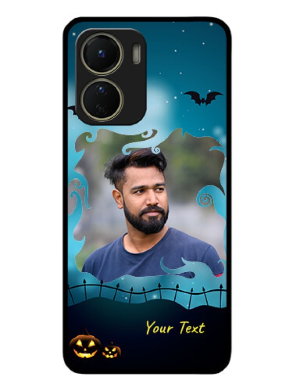 Custom Vivo Y16 Custom Glass Phone Case - Halloween frame design