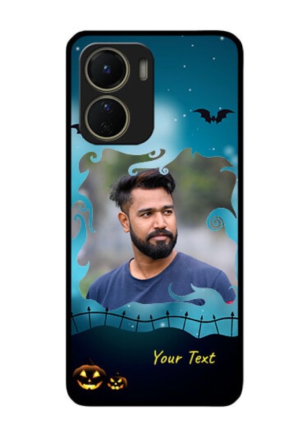 Vivo Y16 Custom Glass Phone Case - Halloween frame design