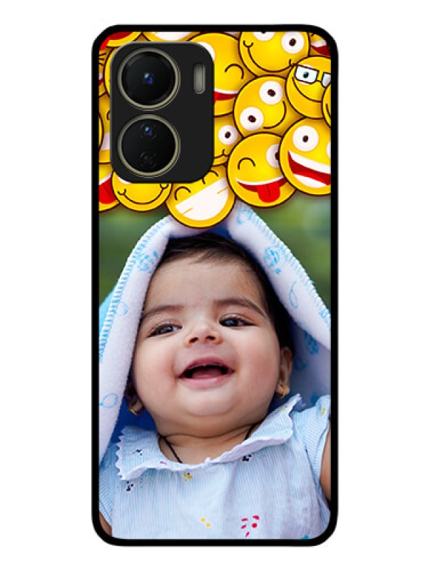 Custom Vivo Y16 Custom Glass Mobile Case - with Smiley Emoji Design