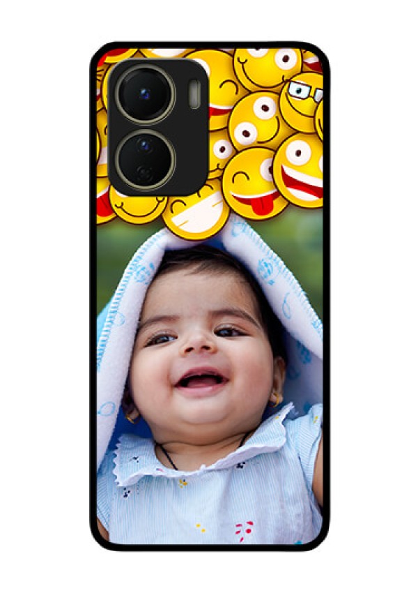 Vivo Y16 Custom Glass Mobile Case - with Smiley Emoji Design