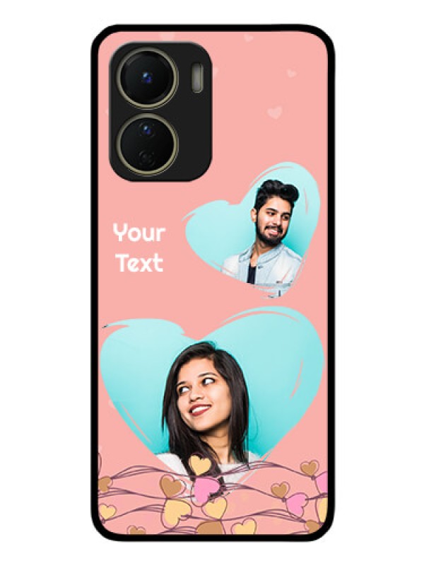Custom Vivo Y16 Custom Glass Mobile Case - Love Doodle Design