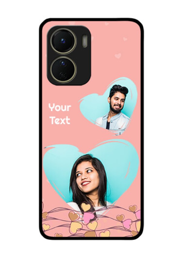 Vivo Y16 Custom Glass Mobile Case - Love Doodle Design
