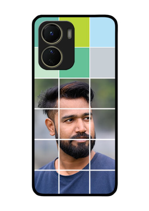Vivo Y16 Photo Printing on Glass Case - with white box pattern