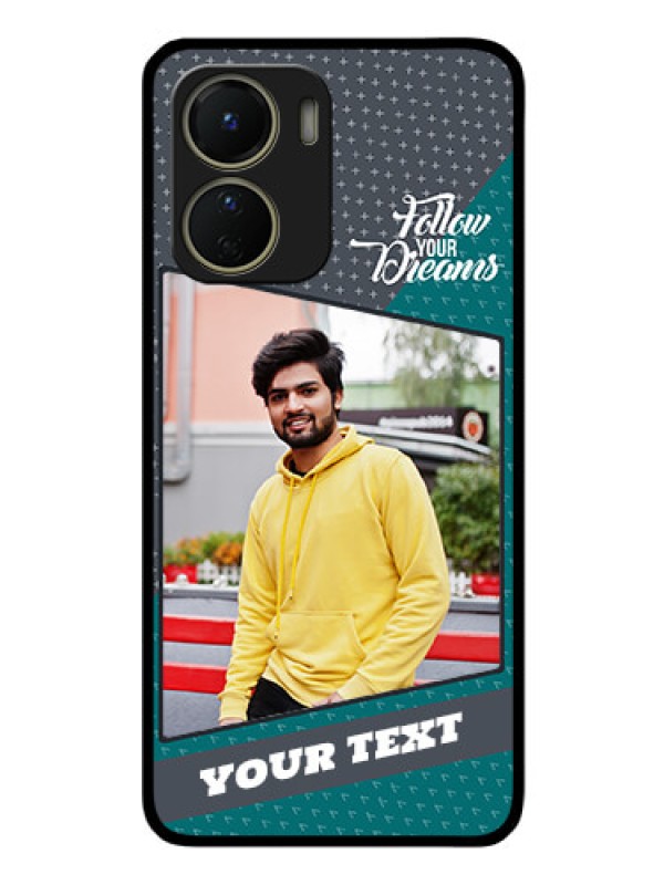 Custom Vivo Y16 Personalized Glass Phone Case - Background Pattern Design with Quote