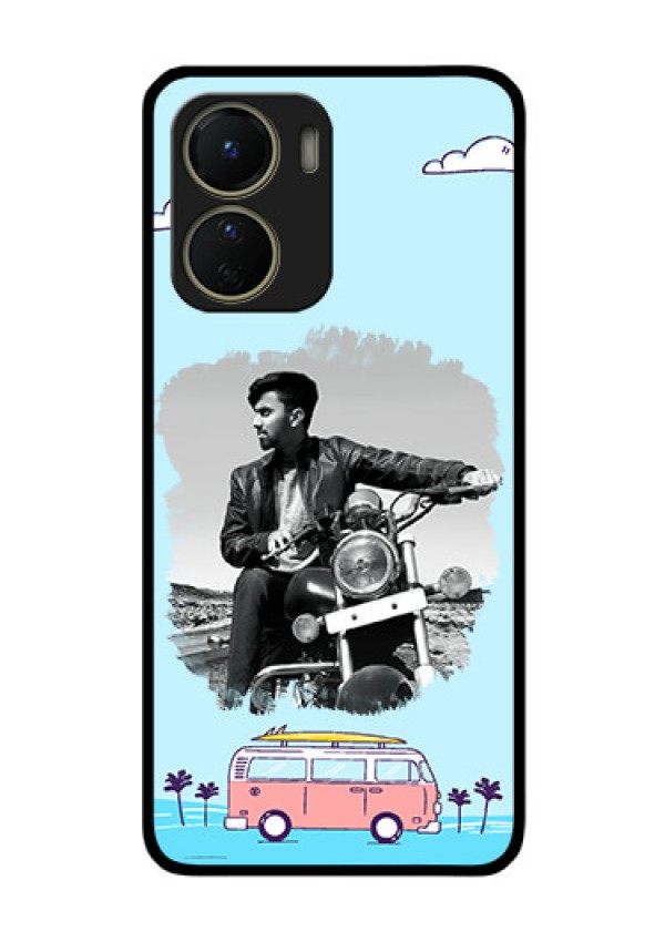 Vivo Y16 Photo Printing on Glass Case - Travel & Adventure Design