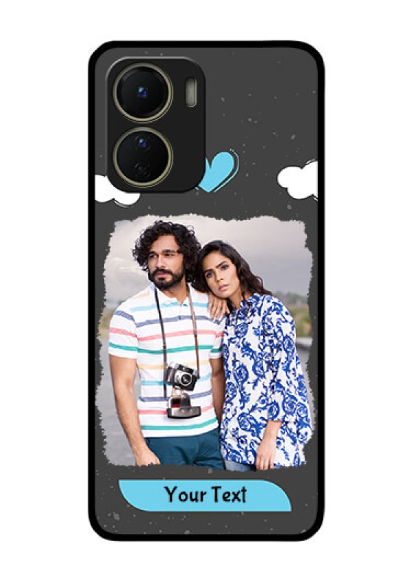 Vivo Y16 Custom Glass Phone Case - Splashes with love doodles Design